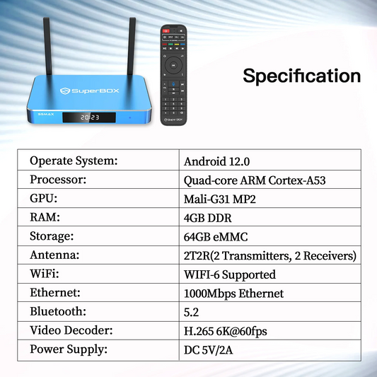Super Box S5 Max 2025 Bundle Full Loaded, with Upgraded Voice Command and Accessories Pack, 6K Android System