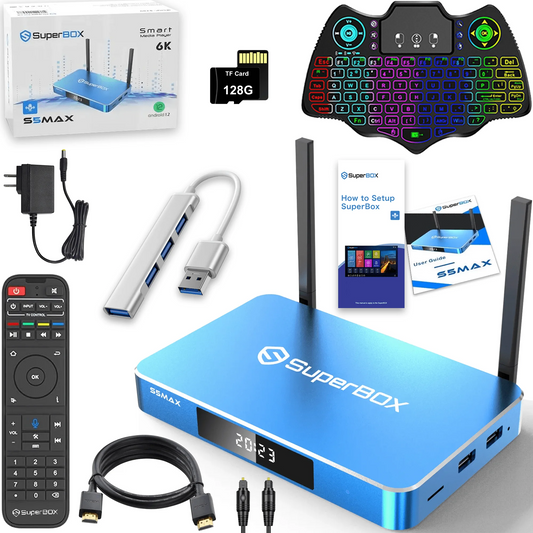 Superbox S5 Max 2025 Smarbox 4G & 64G Storage with Upgraded Voice Remote, Easy Setup