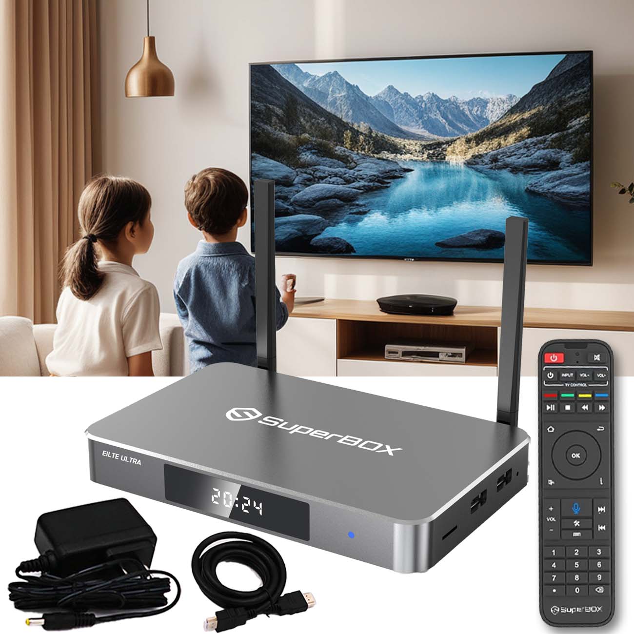 Newest SuperBox S6 Elite Ultra 2024-2025 Fully, 4G RAM+128G ROM Superbox with Voice Remote, 6K, Easy Setup Guide, Included Parental Control Time