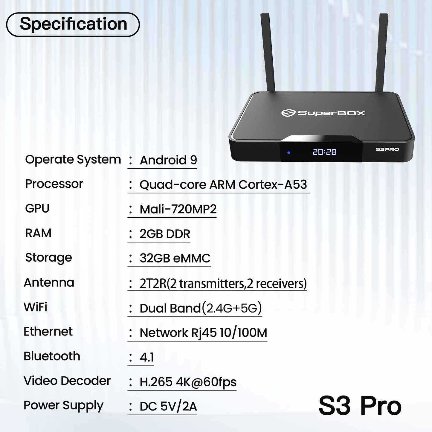 Superbox S3 Pro Dual Band Wi-Fi 2.4Ghz 5Ghz Supports 6K Video