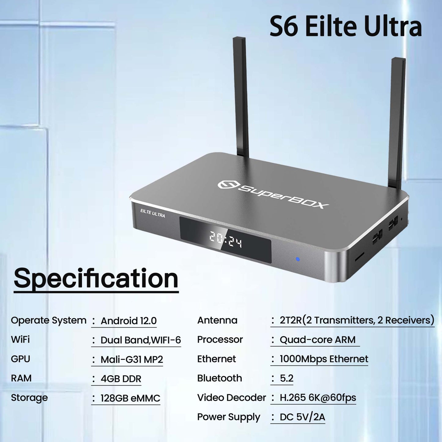 SuperBox S6 Elite Ultra 2024-2025 TV Box: 4GB RAM + 128GB Storage, 6K Ultra HD, Voice Remote | Easy Setup & Parental Control
