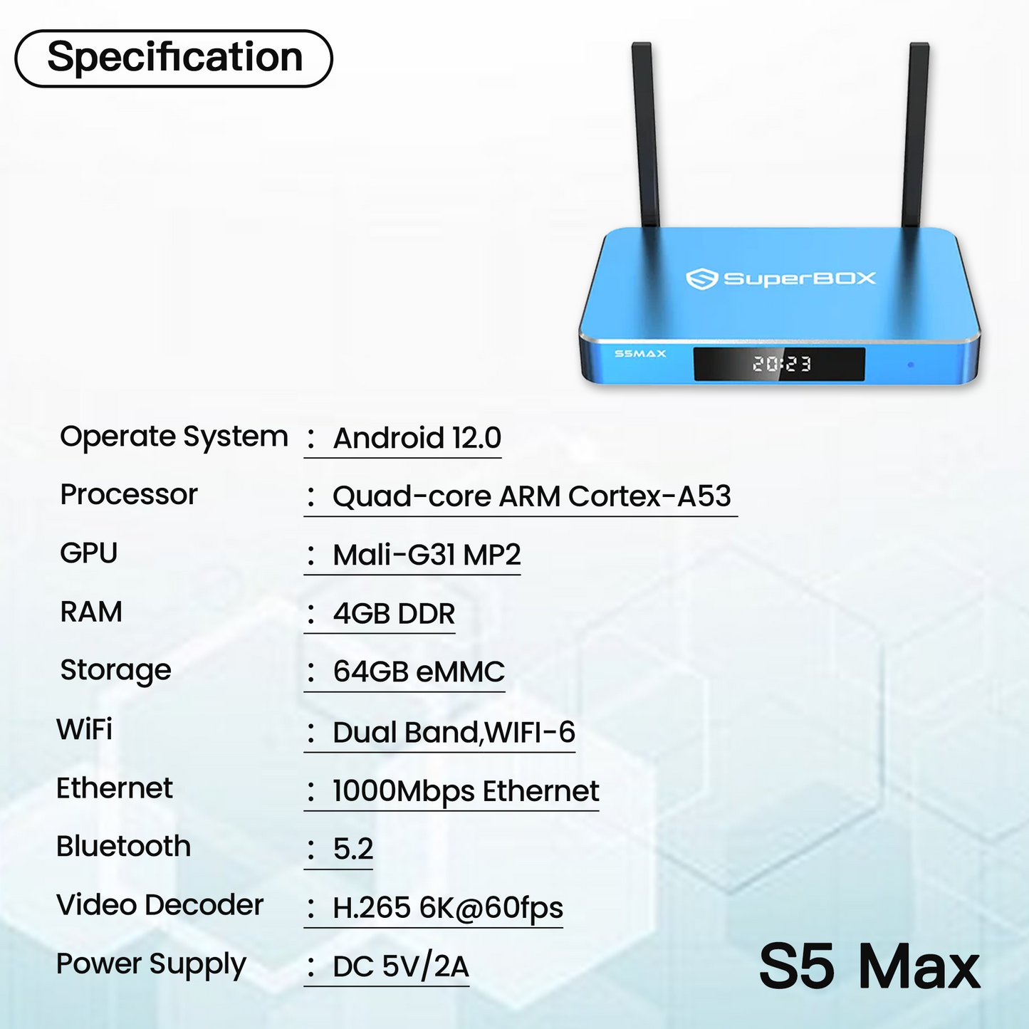 Super Box S5 Max PRO 2025 Fully Loaded, 4GB RAM+64GB ROM, SuperBox S5 Max Smart TV Box with Voice Remote, 2T2R Dual Band WiFi