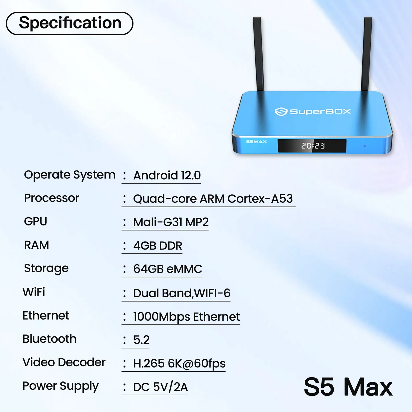 Superbox S5 Max 2025 Smarbox 4G & 64G Storage with Upgraded Voice Remote, Easy Setup