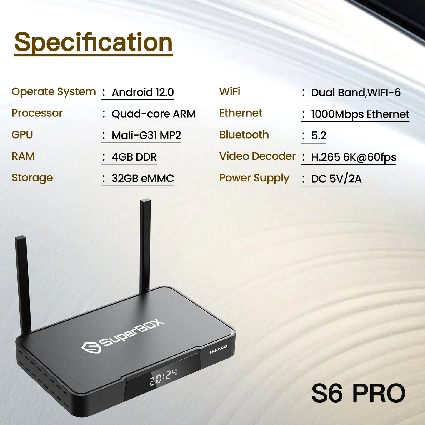 2025 Super Box S6 Pro Full Loaded Bundle with 128G TF Card, Keyboard, USB Hub, Voice Remote, Audio Cable, HDMI Cord, Power Supply and Manuals